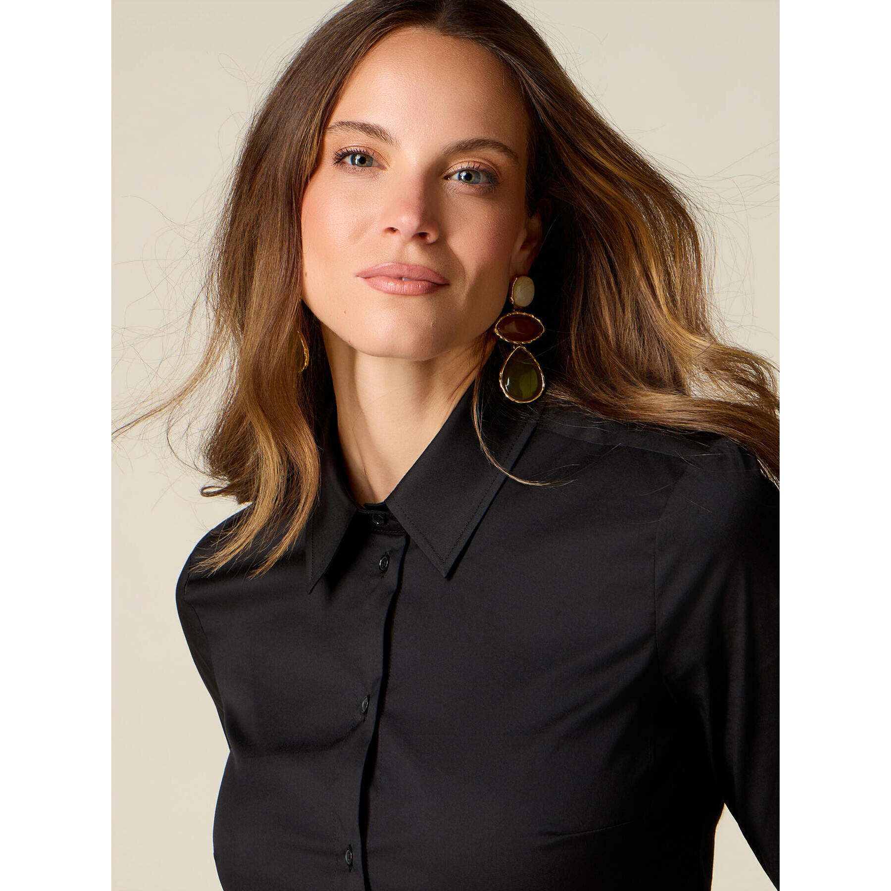 Oltre - Camicia basic in popeline - Nero