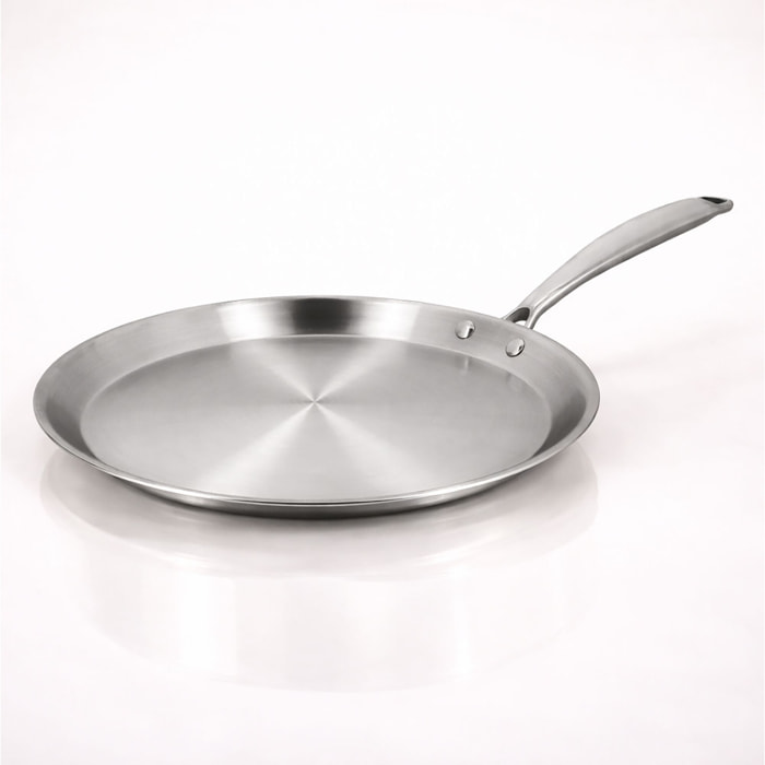 Crêpière acier inoxydable 28cm - fait en France - tous feux TRIPLY