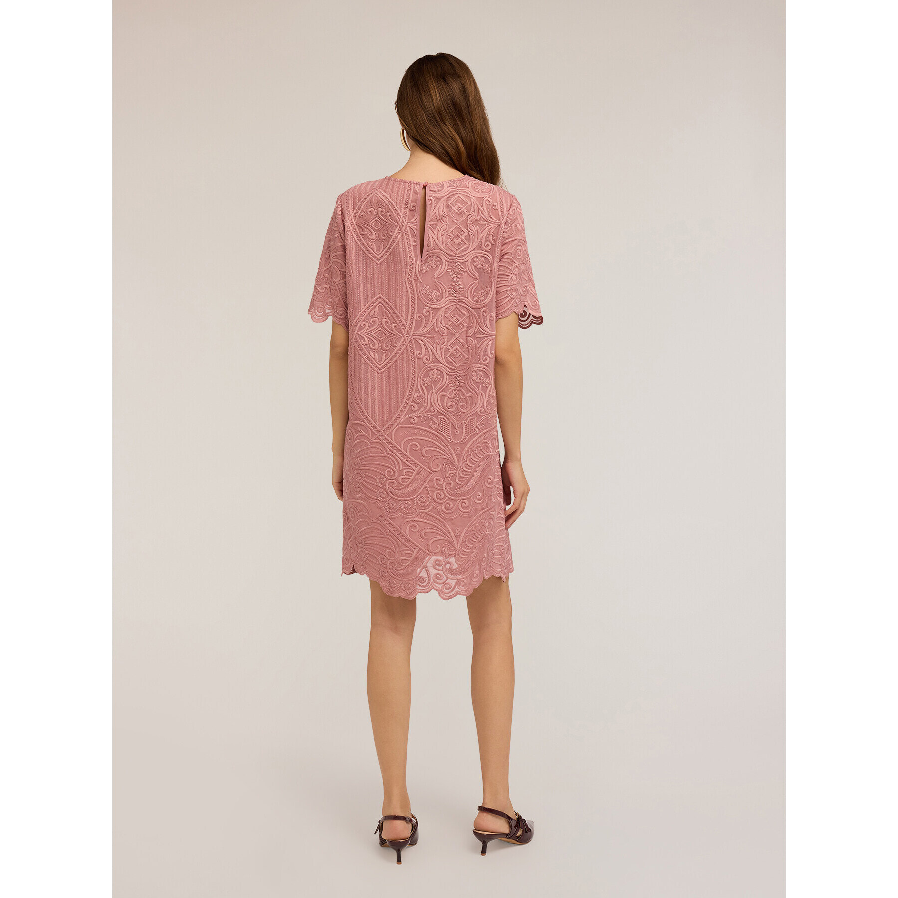 Motivi - Vestito in organza ricamata - Rosa cipria