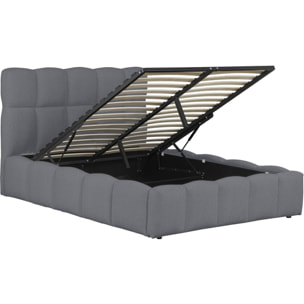 Lit double en tissu avec coffre "Davos" - 160 x 200 cm - Gris