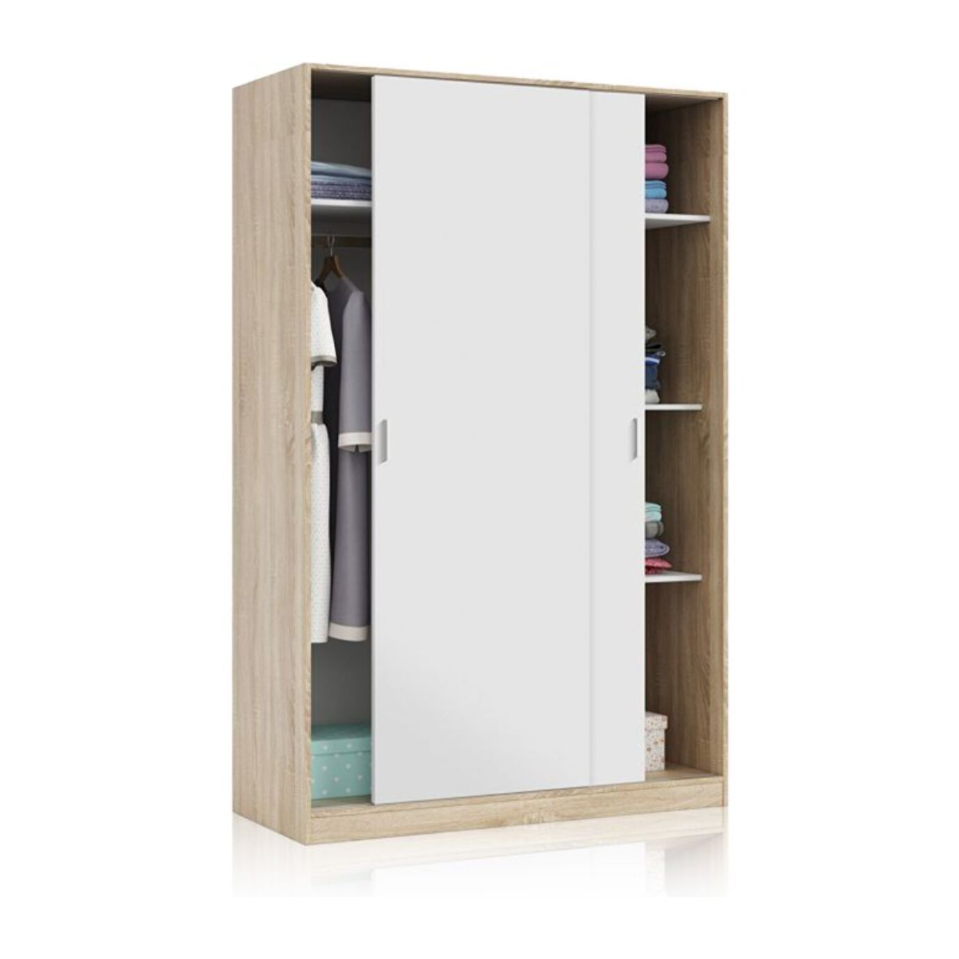 Armario Show 120 Blanco Artik (Blanco Mate) - Roble Canadian