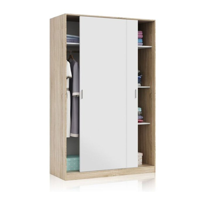 Armario Show 120 Blanco Artik (Blanco Mate) - Roble Canadian