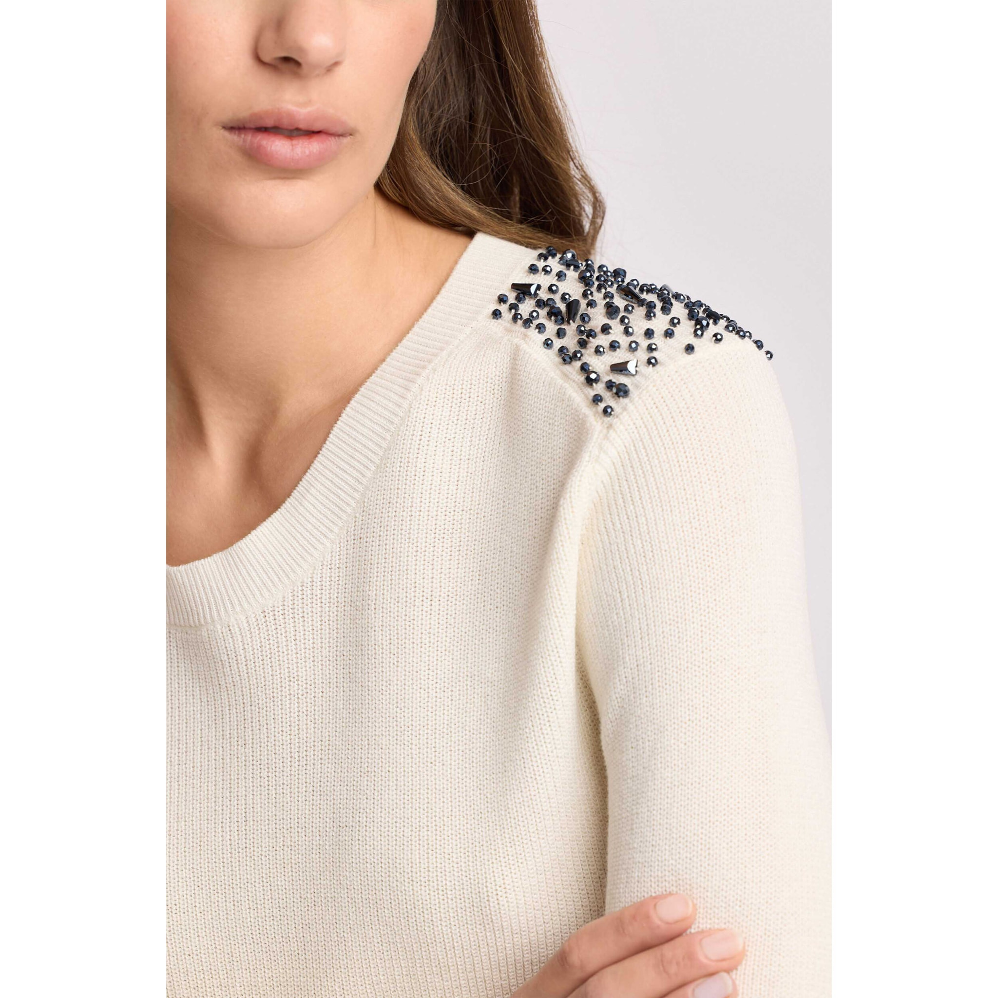 Kocca - Maglia gioiello a maniche lunghe Donna, Tinta unita, Girocollo