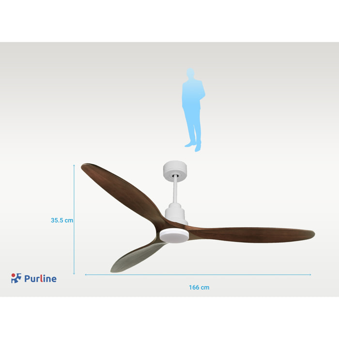 Ventilateur de plafond Réversible  Thermostat Dimmable Wifi Moteur à courant continu Toits en pente Télécommande Lumière à trois tons Hypersilence Mémoire