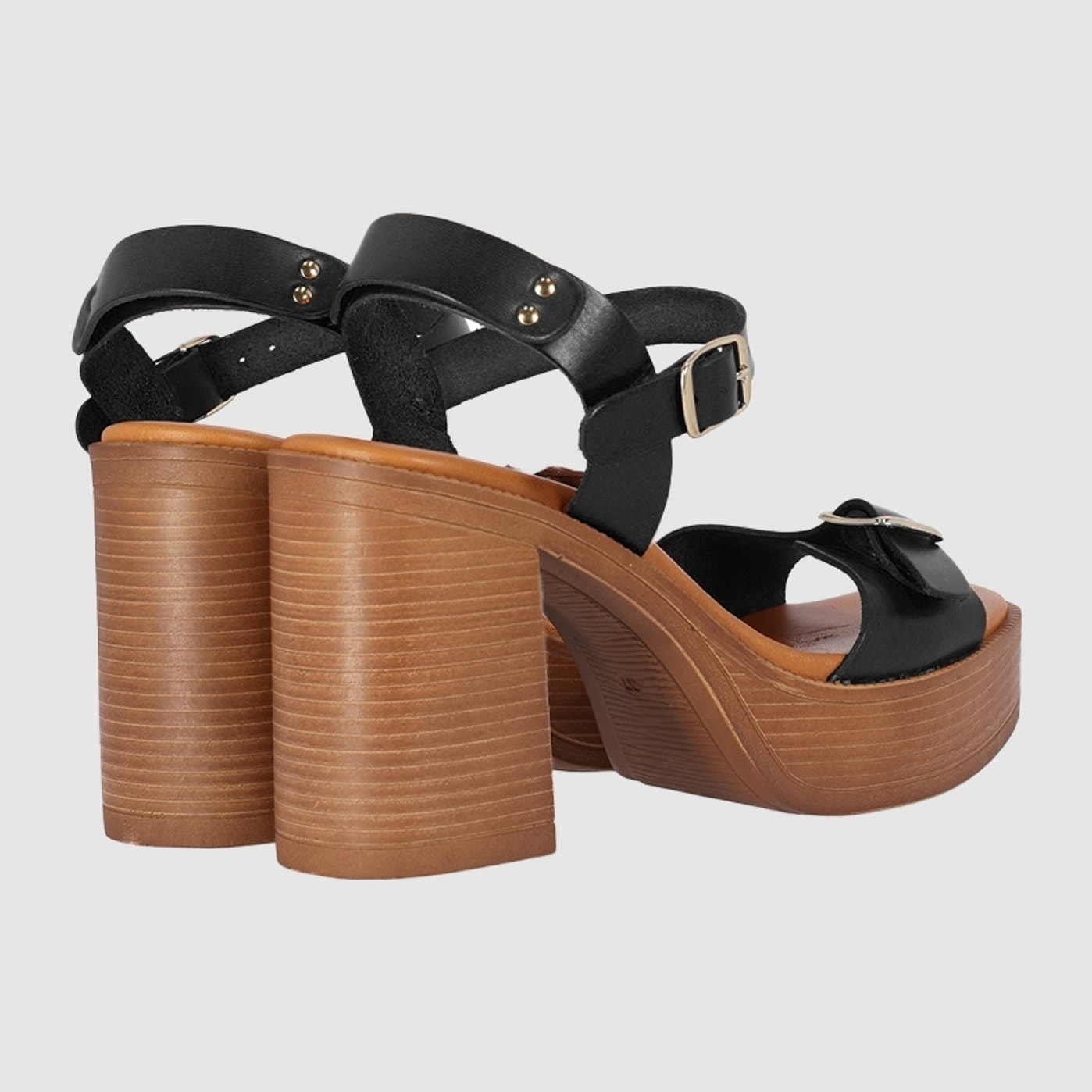 Sandalias de Piel - Negro - Tacón: 9 cm