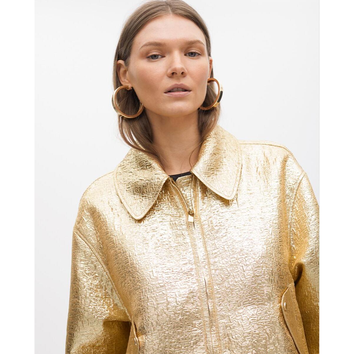 Bomber dorato effetto craquelé