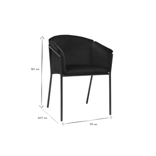 Chaise design noire en tissu velours et métal BRIANE