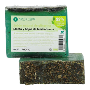 Jabón natural de glicerina menta y hojas de hierbabuena 100 g