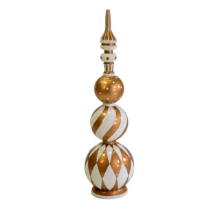 Statua puntale in resina bianco e oro cm ø29h109