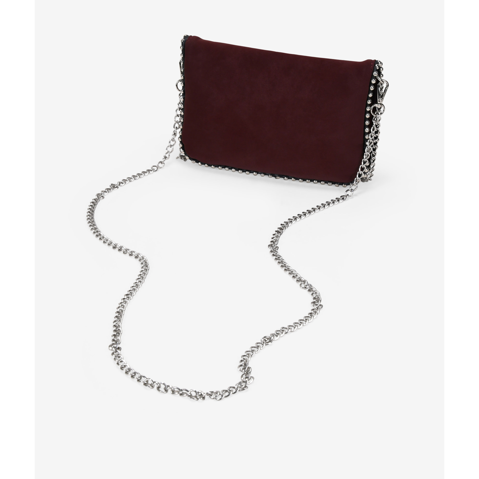 Bolso de hombro burdeos con cadena