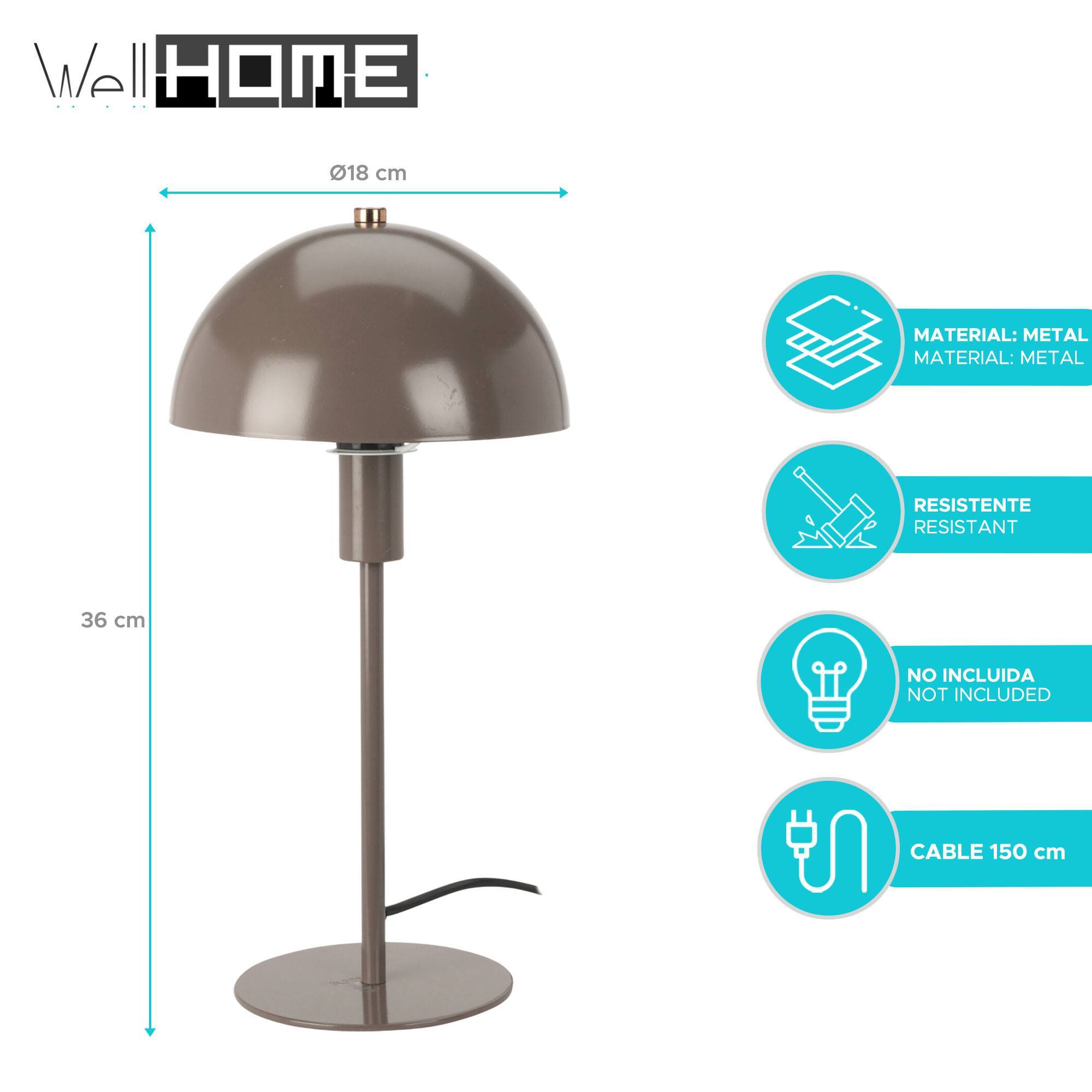 Well Home Lámpara de mesa estilo Seta en color Taupe Ø18x36cm