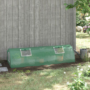Mini serre tunnel de jardin 4 fenêtres enroulables acier PE vert