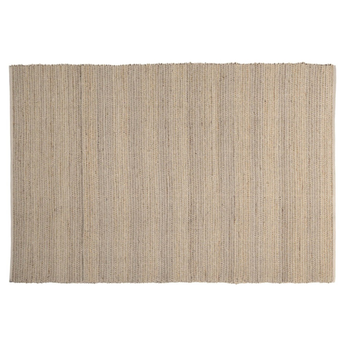 QUENTIN - Tapis rect. 160x230cm jute et coton couleur sable/ivoire/noir