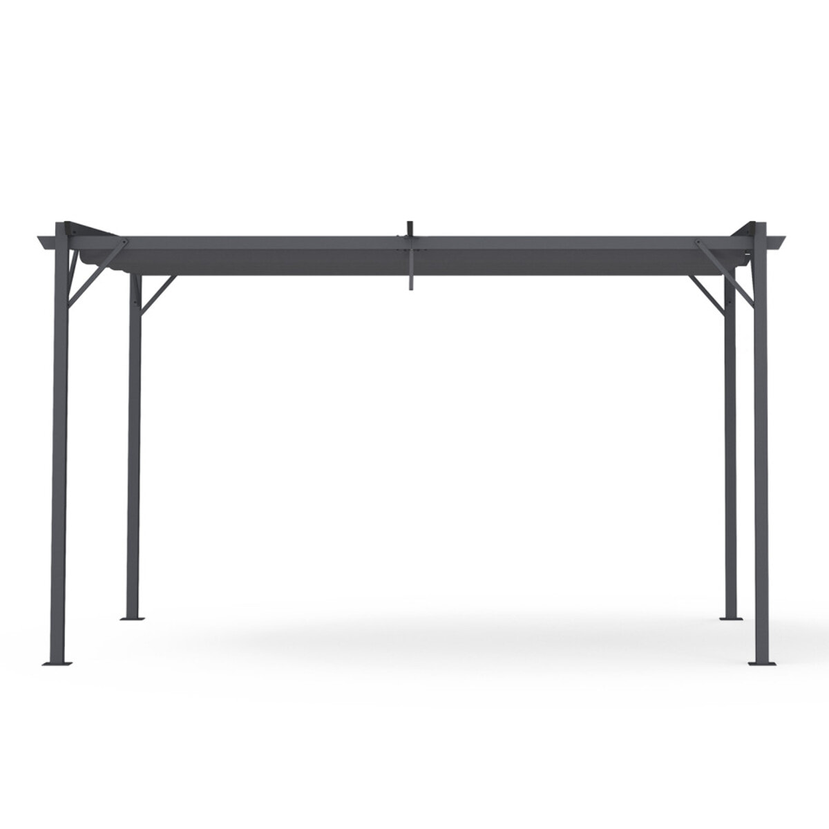 Pergola Marina en acier et toit rétractable gris 3x4m - Structure gris anthracite, toile et stores gris anthracite