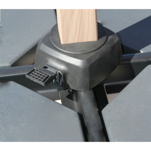 Parasol déporté 3x3m - effet bois - gris anthracite - QUARTZ