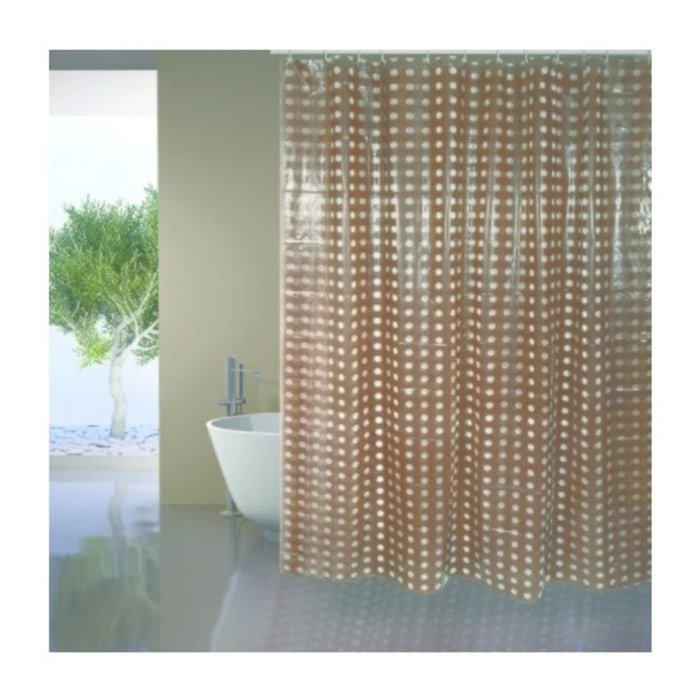 Rideau de douche PVC 180x200cm Marron - Anneaux inclus MSV