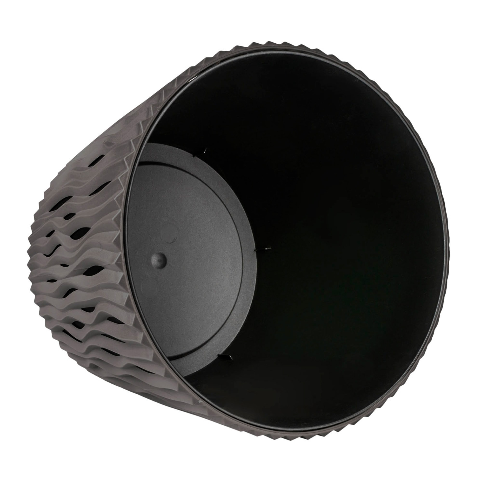 3x maceta redonda de plastico sandy round en color gris 18,9 (largo) x 18,9 (ancho) x 16,5 (alto) cm