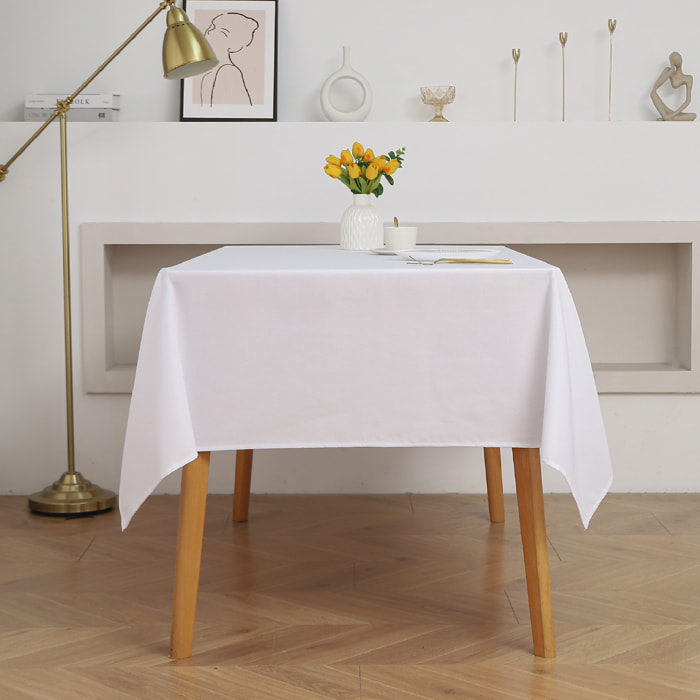 Nappe carrée et enduite antitache - Blanc