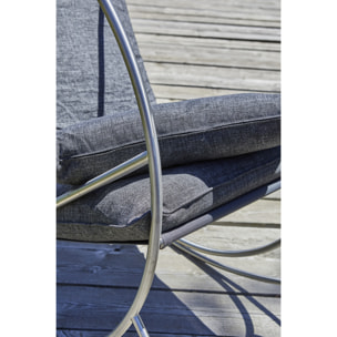 CAPRERA - Fauteuil à bascule de jardin en inox et toile plastifiéee
