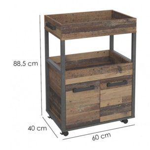 Bout de canapé à roulettes avec rangements intégré en bois - 2 modèles - BAR