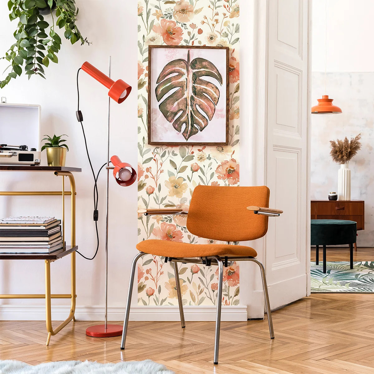 Papier peint - Ambiance Sticker - FLEURS VINTAGE COQUELICOTS - Intissé pré-encollé - 1 - 300x60cm
