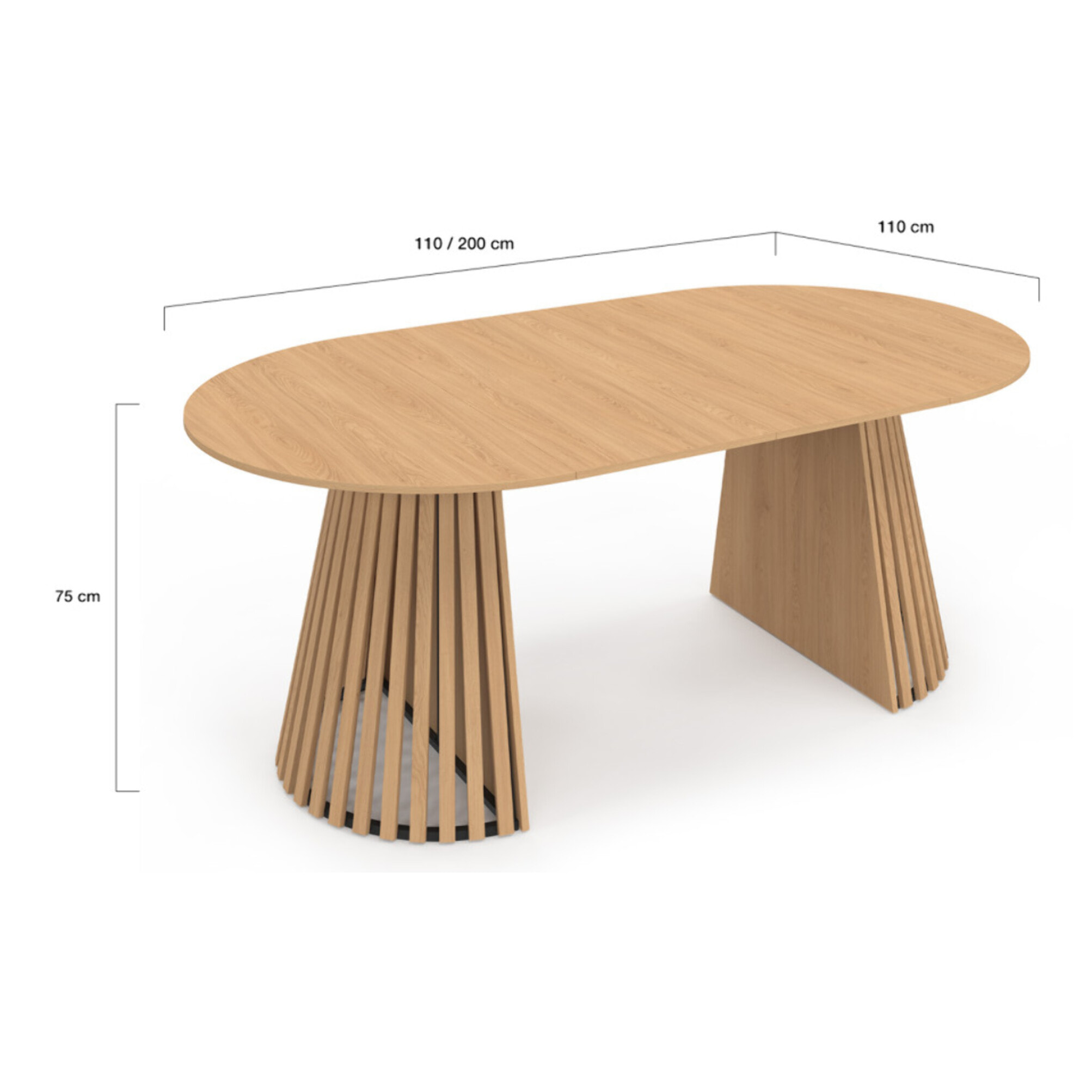 Table à manger ronde extensible Camélia Ø110-200cm