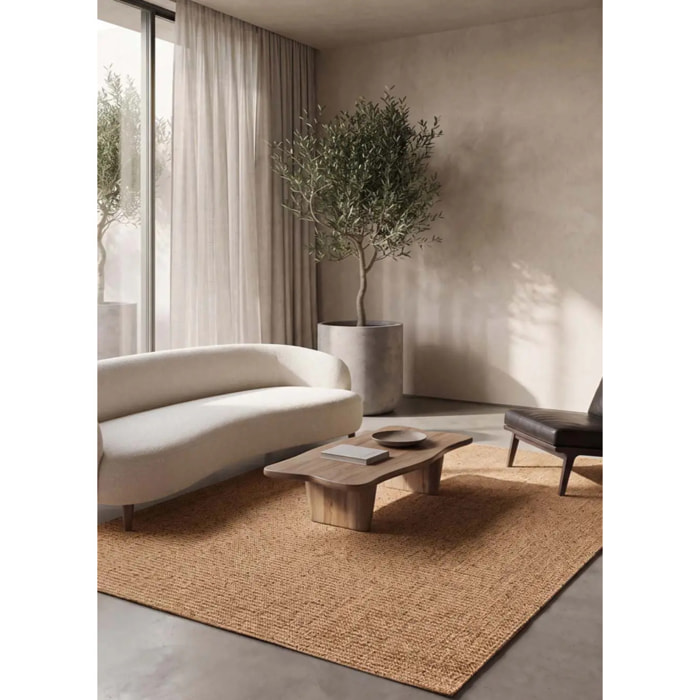 LUMEN Alfombra lavable lisa con bucles Natural, varias medidas disponibles.