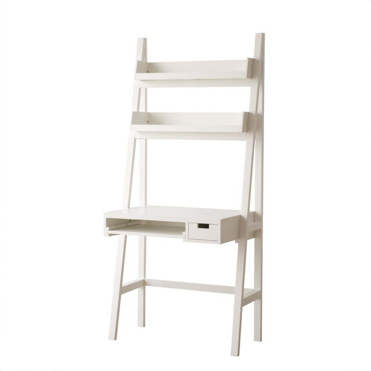 Bureau Bassay -bois massif et panneau de mdf-couleur laqué blanc mat 84 x 185 x 55 cm