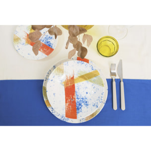 Set 6 piatti piani Canva in ceramica sottosmalto