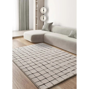 RETRO Alfombra pelo corto con diseño geométrico en blanco y negro, varias medidas disponibles.