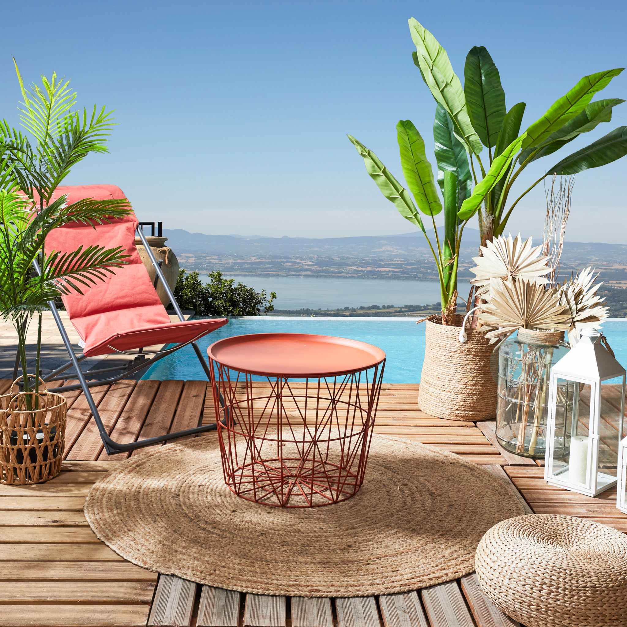 Table Filaire Metal Terracotta Diametre 50cm