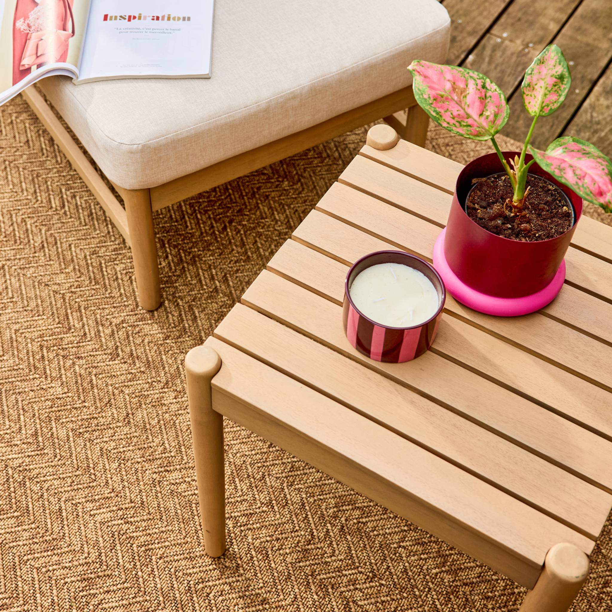 Salon de jardin bois d'acacia 2 places  LUNARI