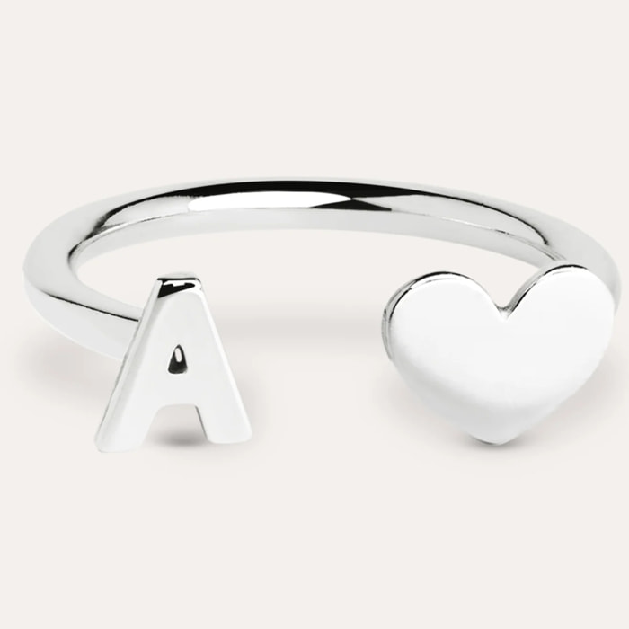 Anelli Personalized Letter Heart in Argento