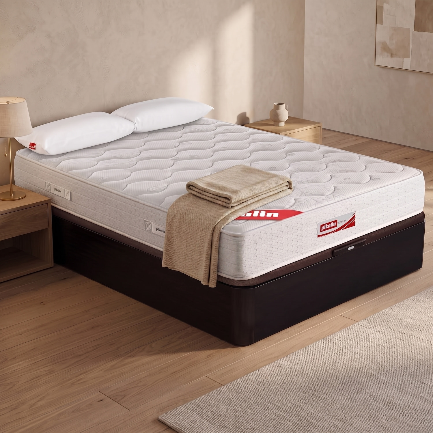 Colchón Muelles y Visco + Canapé Abatible + Almohada de fibra | ENVIO, MONTAJE Y RETIRADA INCLUIDO | Normablock®
