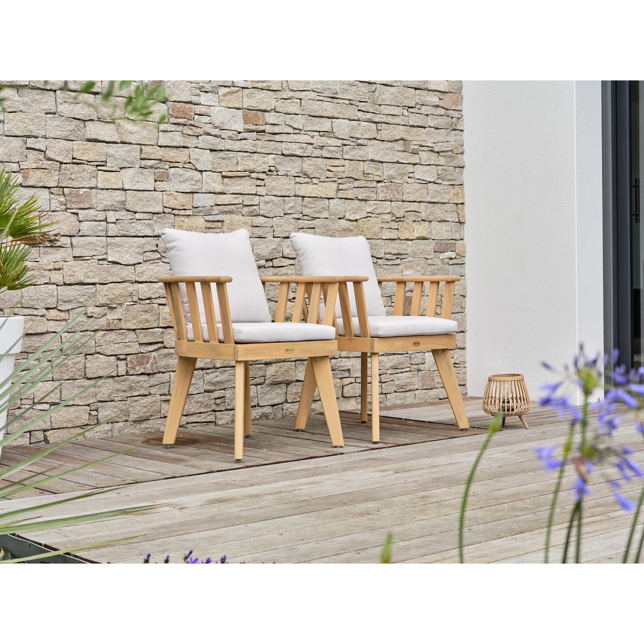 LISO - Lot de 2 fauteuils de jardin avec coussins