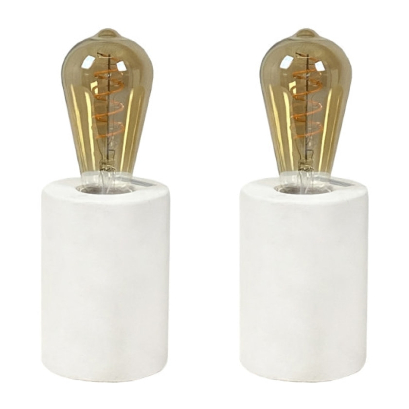 Lot de 2 lampes de chevet en béton blanc H12 cm - PRAO 969