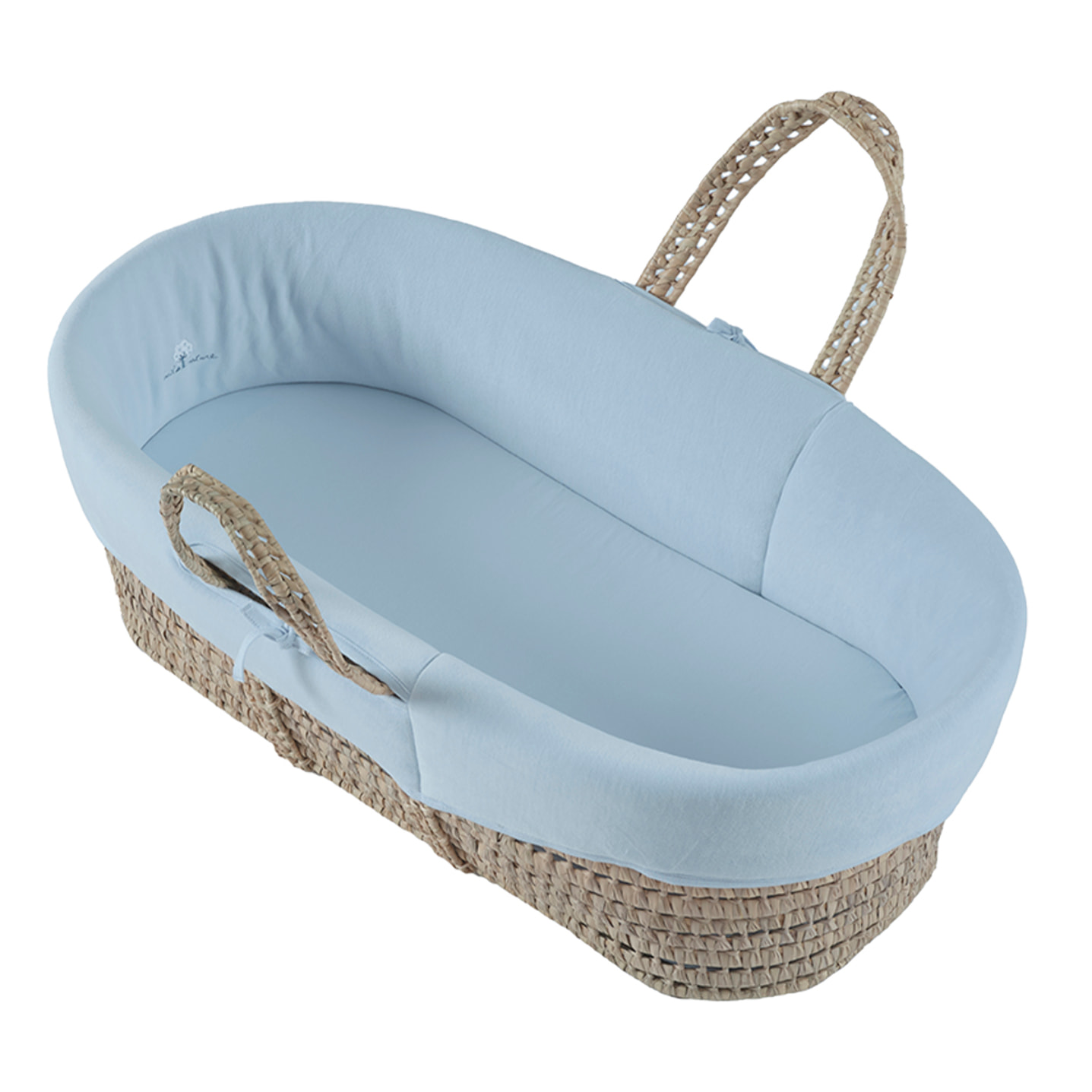 Couffin en coton bio velours 0-6 mois Bleu ciel