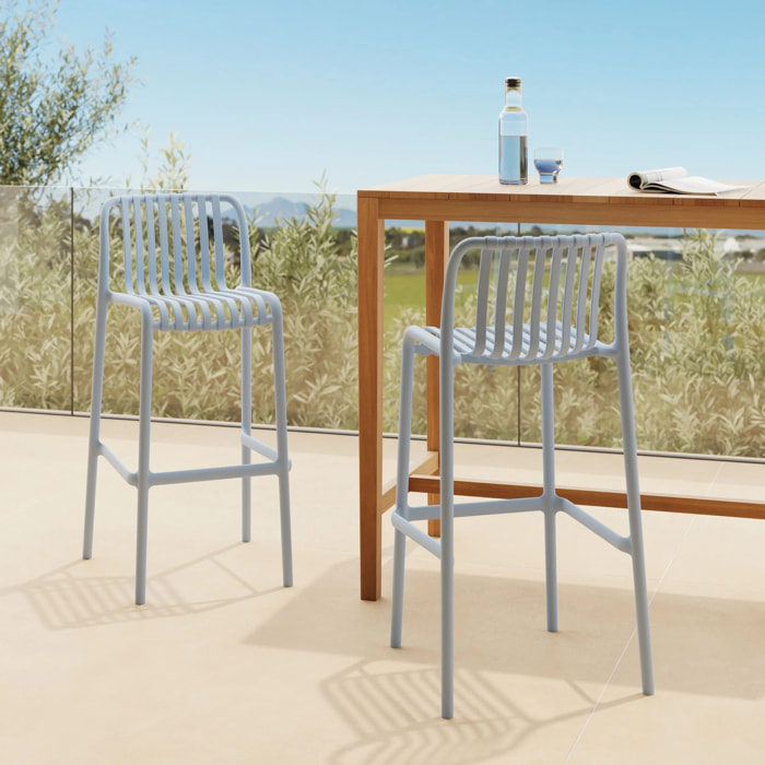 Lot de 2 chaises de bar de jardin 76 cm en plastique bleu pastel - Duli