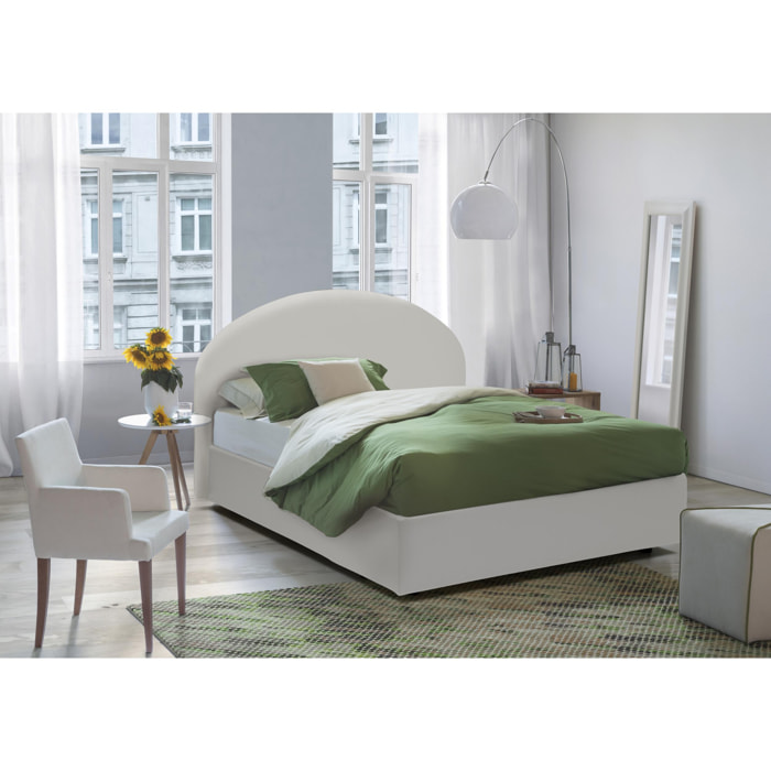 Letto matrimoniale Consolata, Letto contenitore con rivestimento in ecopelle, 100% Made in Italy, Apertura frontale, con materasso Cm 160x190 incluso, Bianco