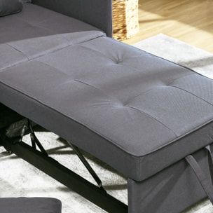 Canapé-lit canapé convertible dossier inclinable 2 coussins fournis assise effet capitonné tissu gris