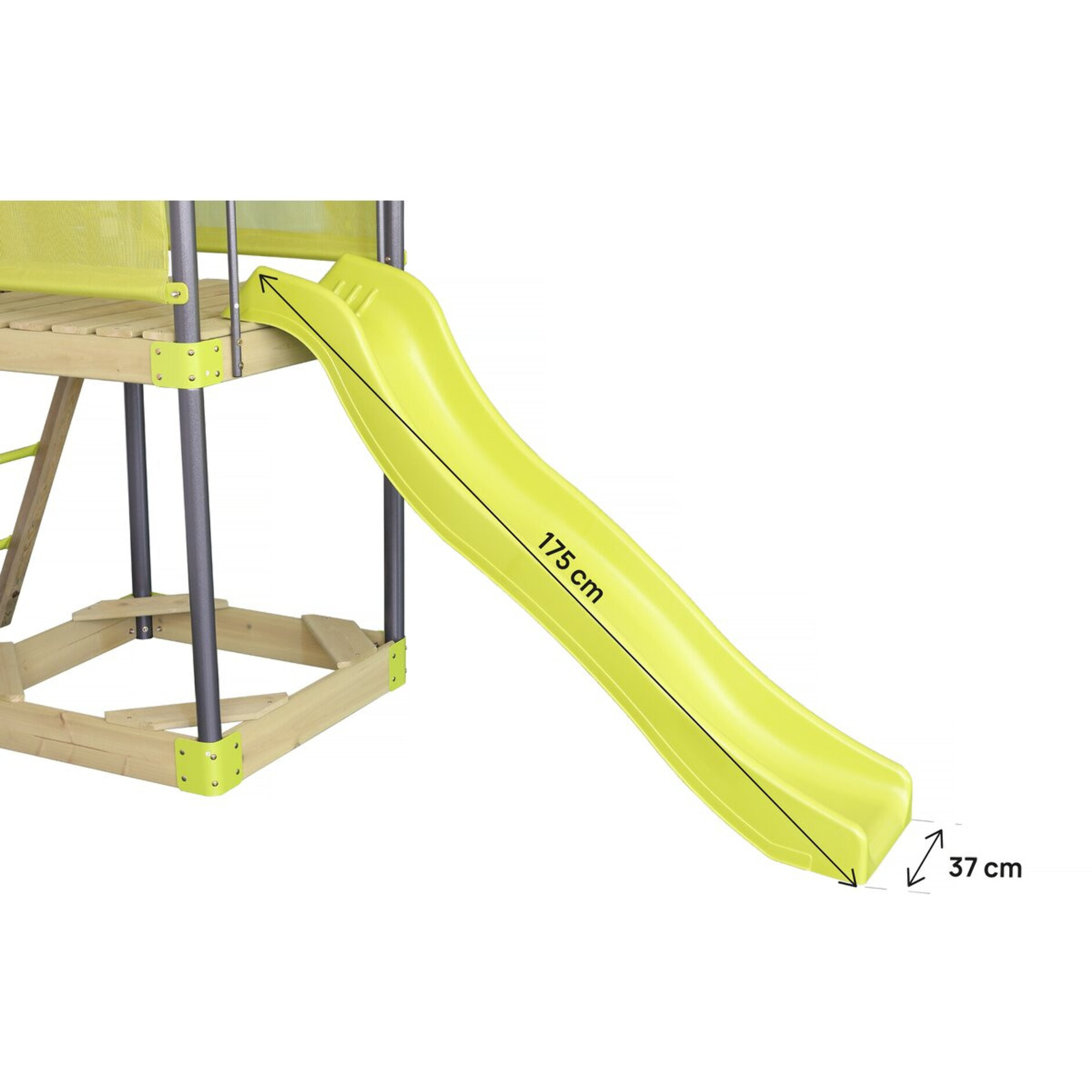 Aire de jeu portique en métal avec toboggan et bac a sable "Sohane"  - Vert