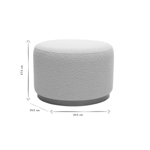 Pouf rond en tissu effet laine bouclée blanc cassé et métal doré D54 cm AMAYA