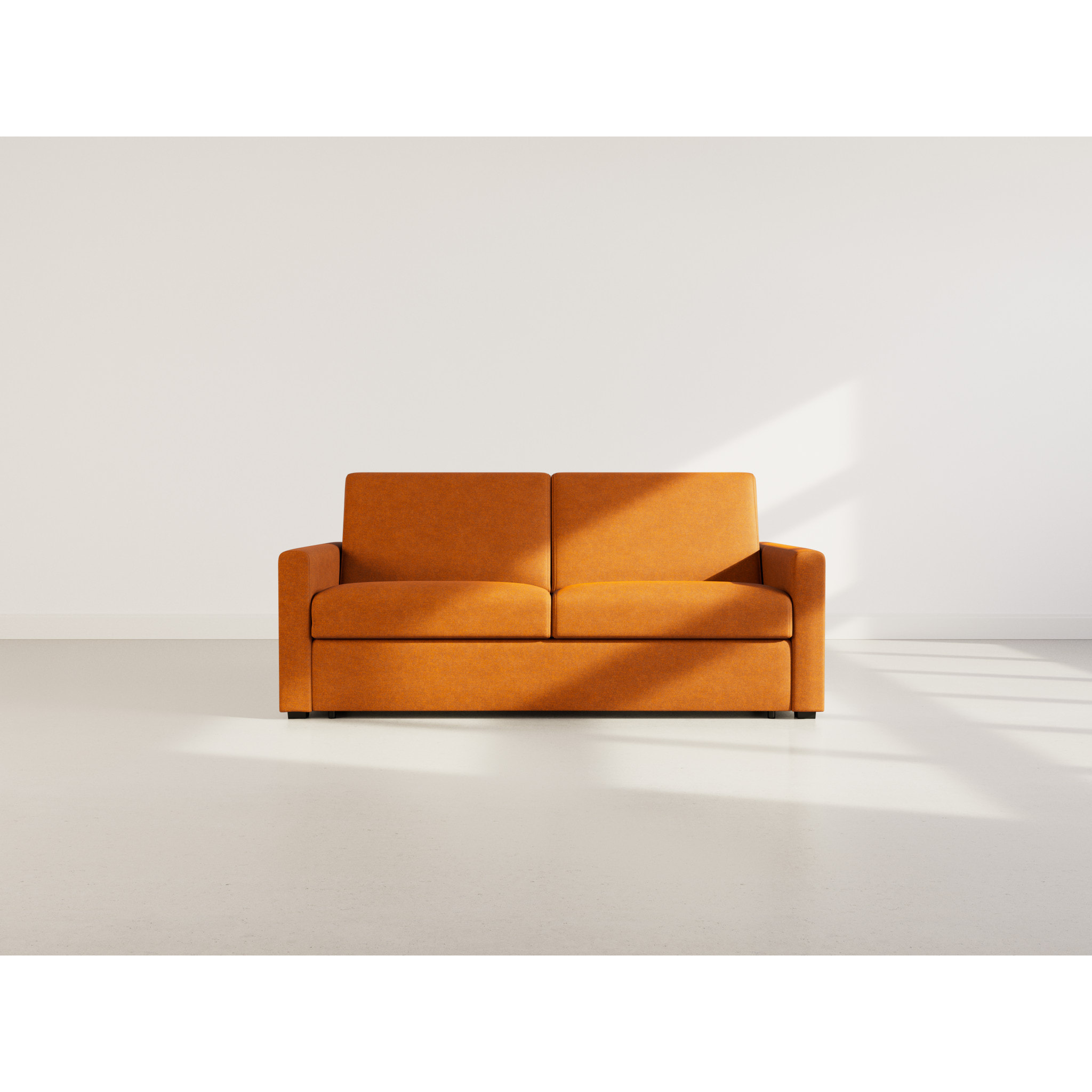 Julia - canapé lit 3 places convertible express couchage quotidien 140 cm matelas 14 cm en tissu - Rouille
