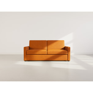 Julia - canapé lit 3 places convertible express couchage quotidien 140 cm matelas 14 cm en tissu - Rouille
