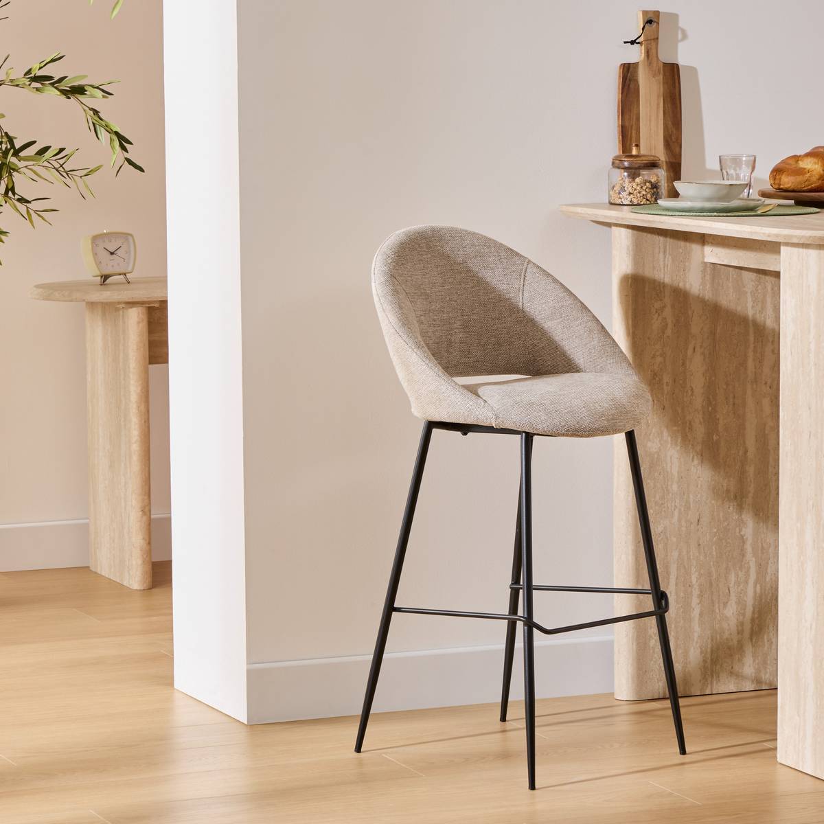 Lot de 2 Tabouret de bar Amago beige 54x52cm