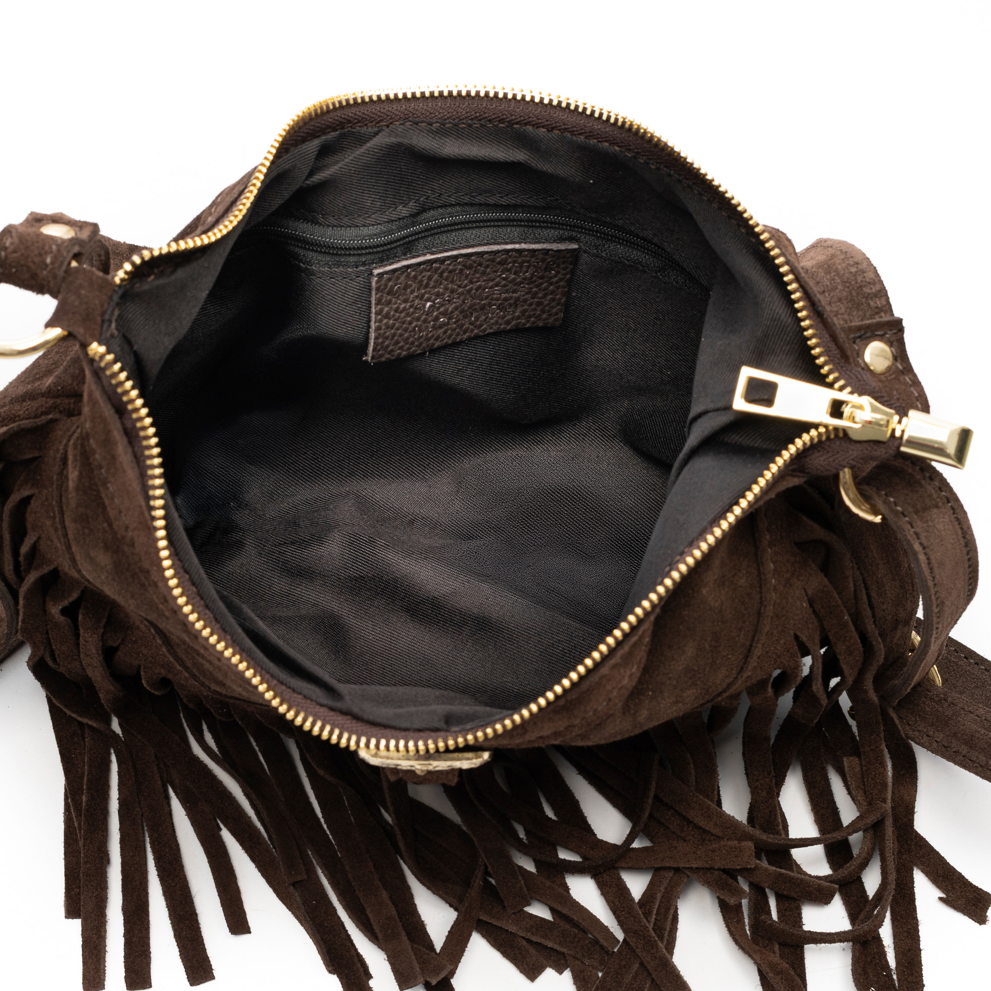 Barlassina bolso bandolera Mujer. Piel auténtica Gamuza, con flecos.