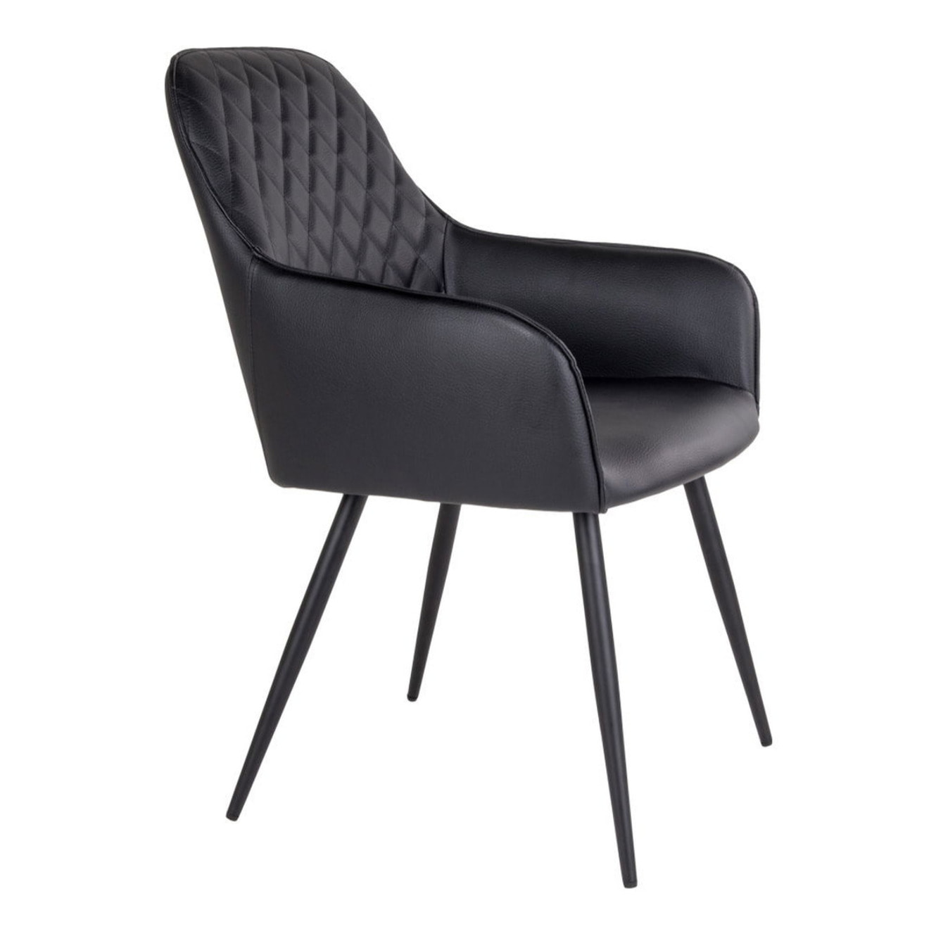 Set 2 sedie da pranzo Harbo con braccioli in ecopelle nera e gambe in metallo nero