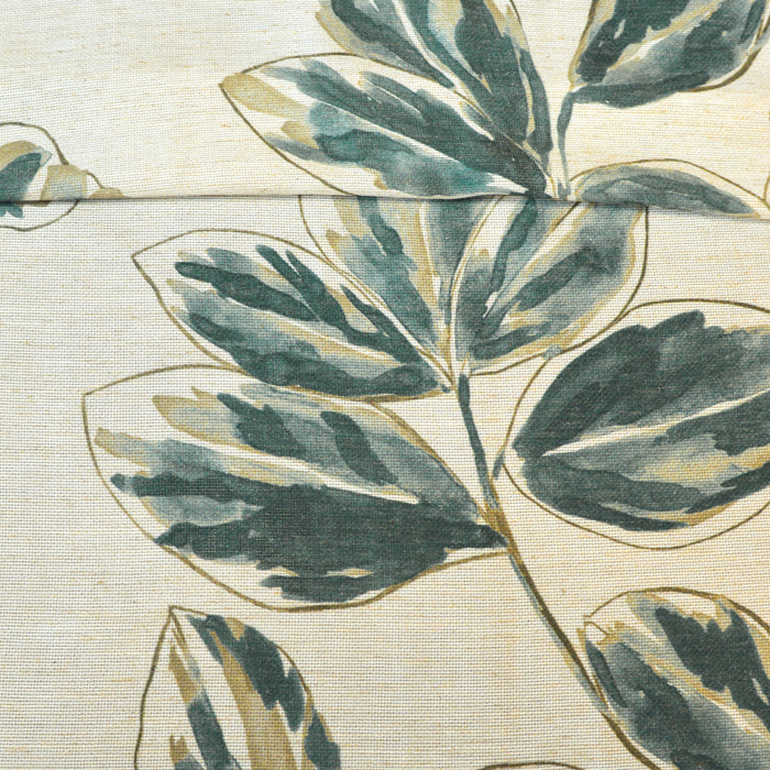 Rideau poly-lin imprimé fleur aquarelle - Vert