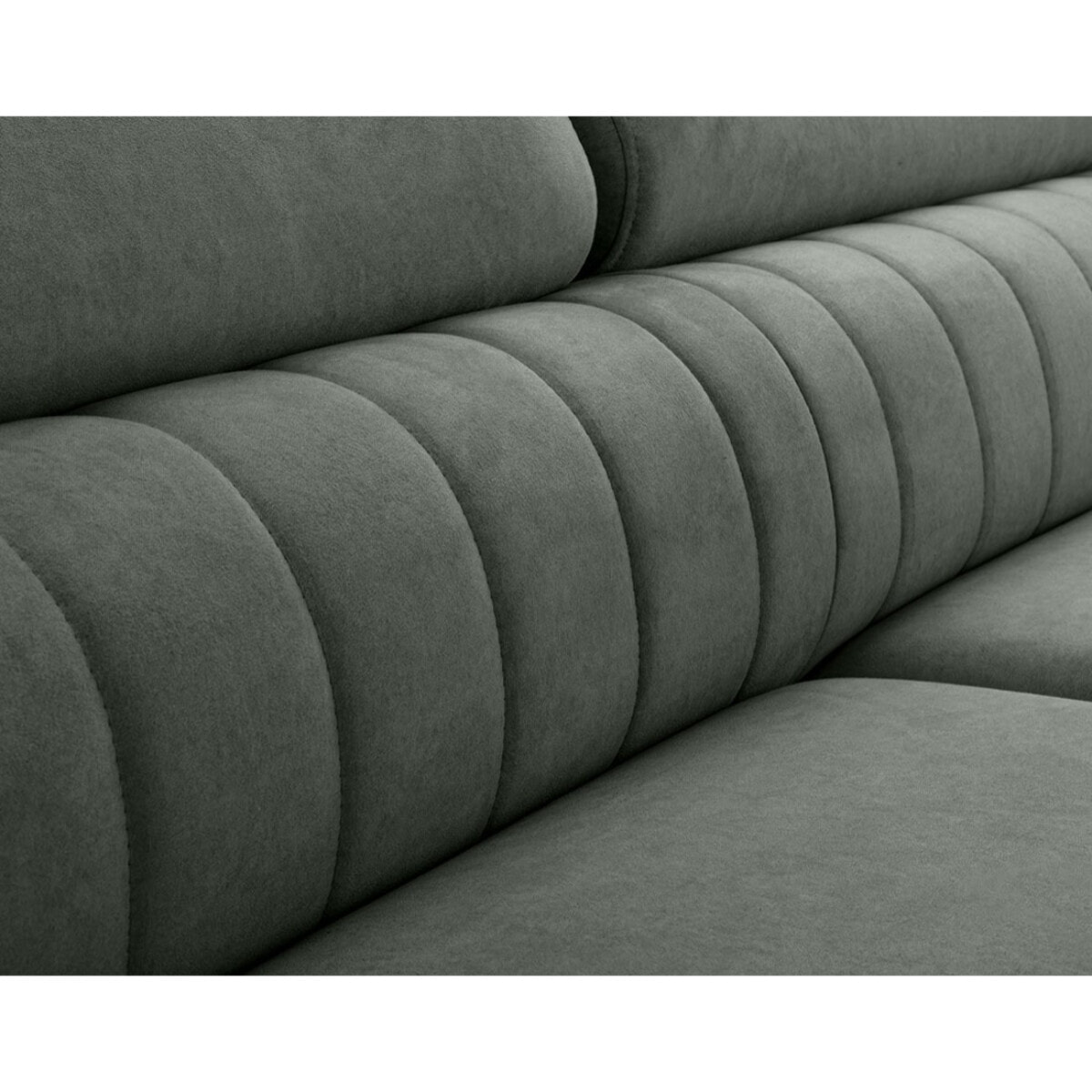 Aneta - canapé d'angle droit 5 places - convertible avec coffre et têtières - en velours - Gris
