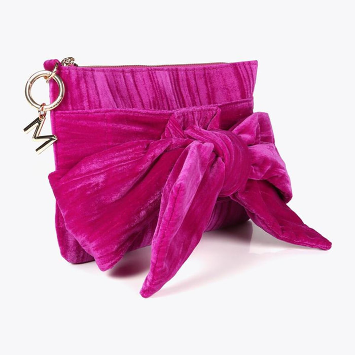 Borsa in velluto con fiocco frontale